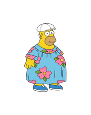 Homero Gordo con vestido flores